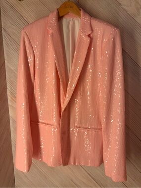 Mr Turk Men's Peachy Pink Sequin Blazer - Tailored Sport Coat NWT
